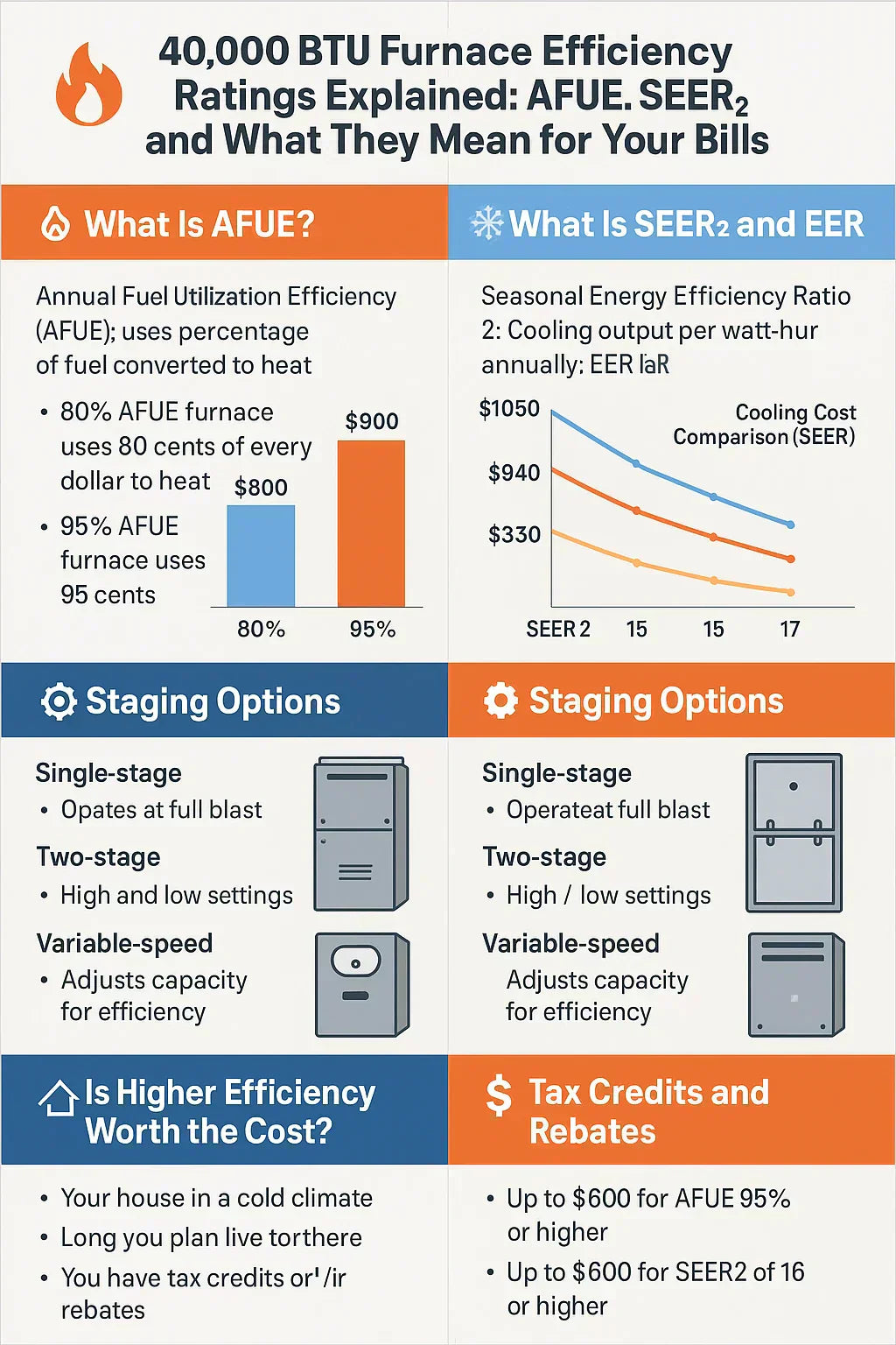 40,000 BTU Furnace Efficiency Ratings Explained AFUE, SEER2, and What They Mean for Your Bills