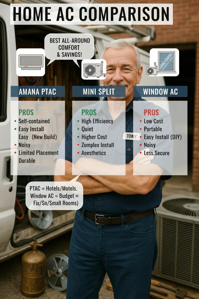 Amana PTAC vs. Mini Split vs. Window AC Which System Is Right for Your Home