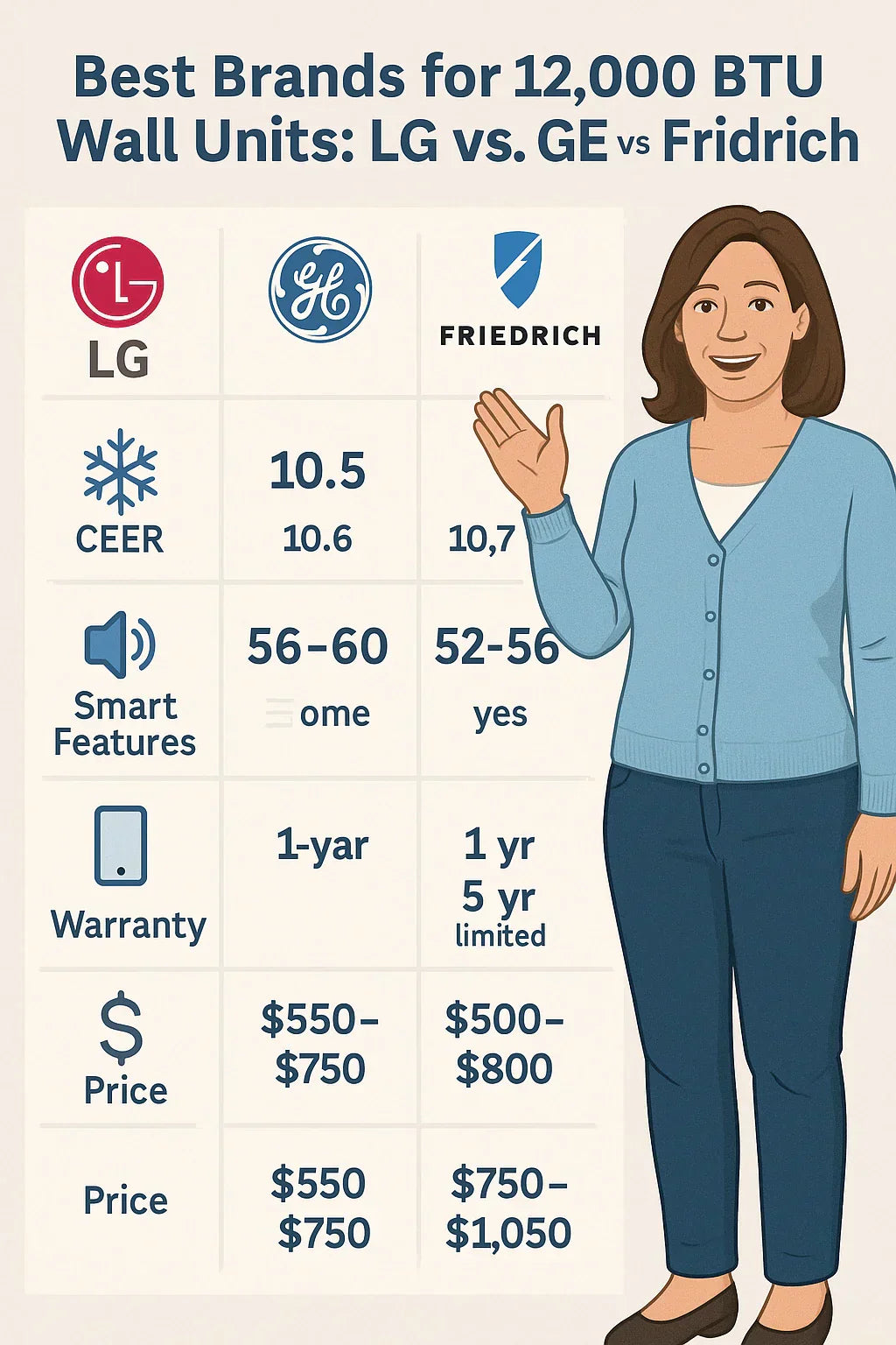 Best Brands for 12,000 BTU Wall Units LG vs. GE vs. Friedrich