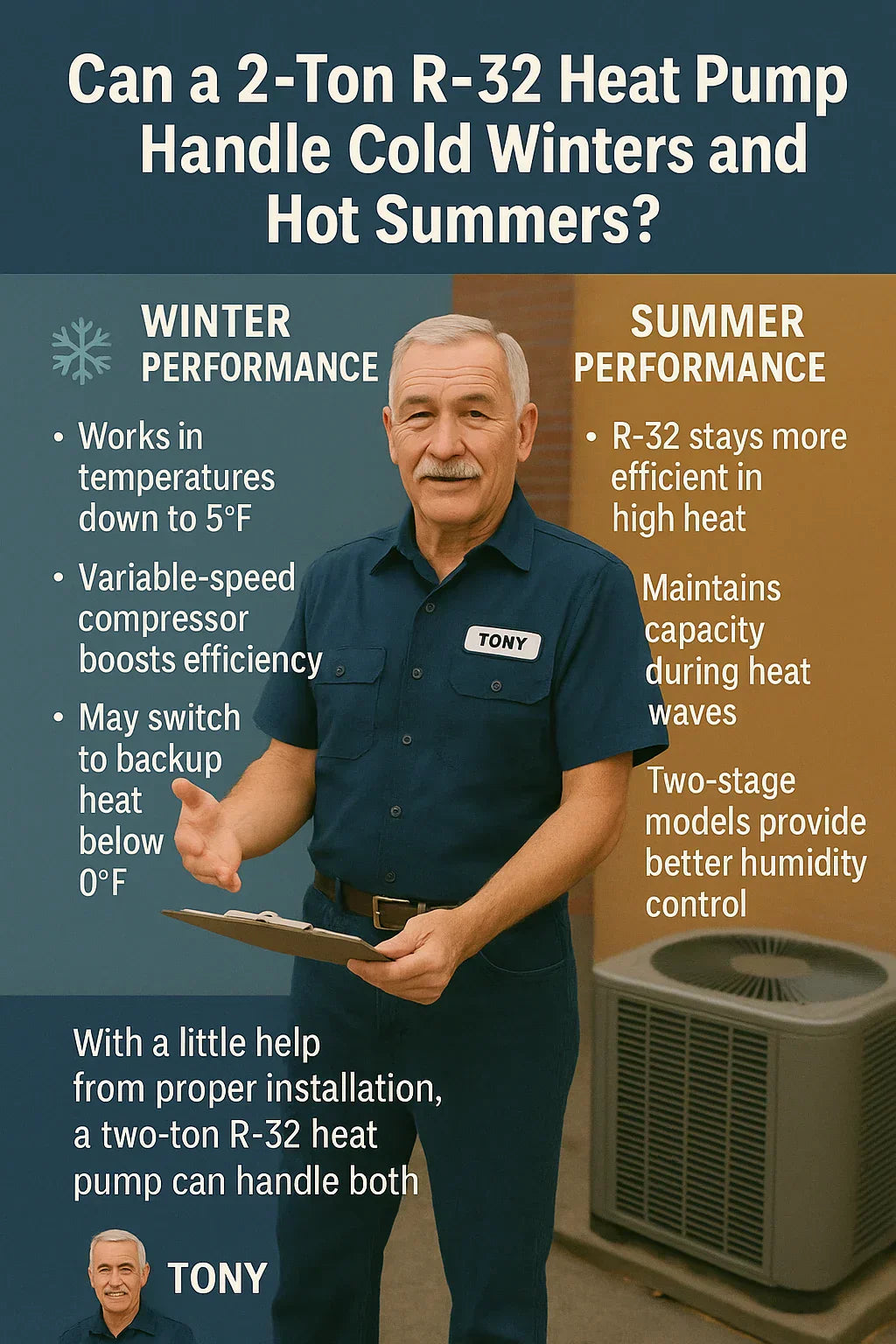 Can a 2‑Ton R‑32 Heat Pump Handle Cold Winters and Hot Summers