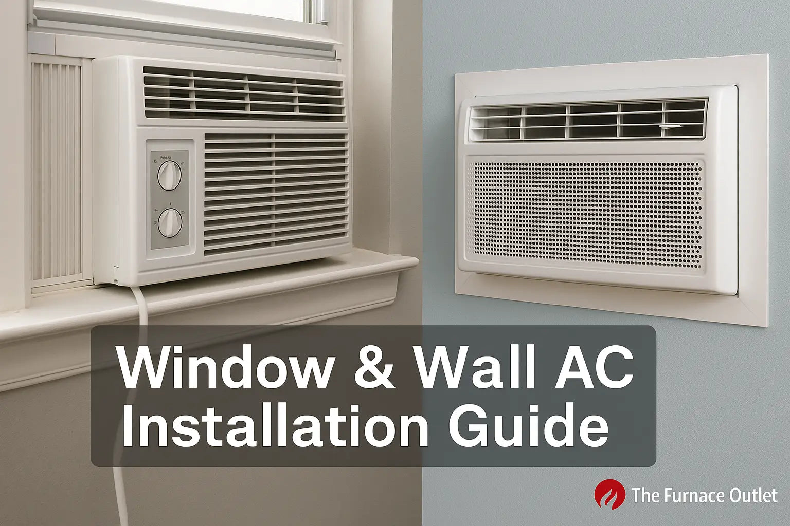 A digital photo showing a side-by-side view of a window air conditioner installed with side panels and brackets