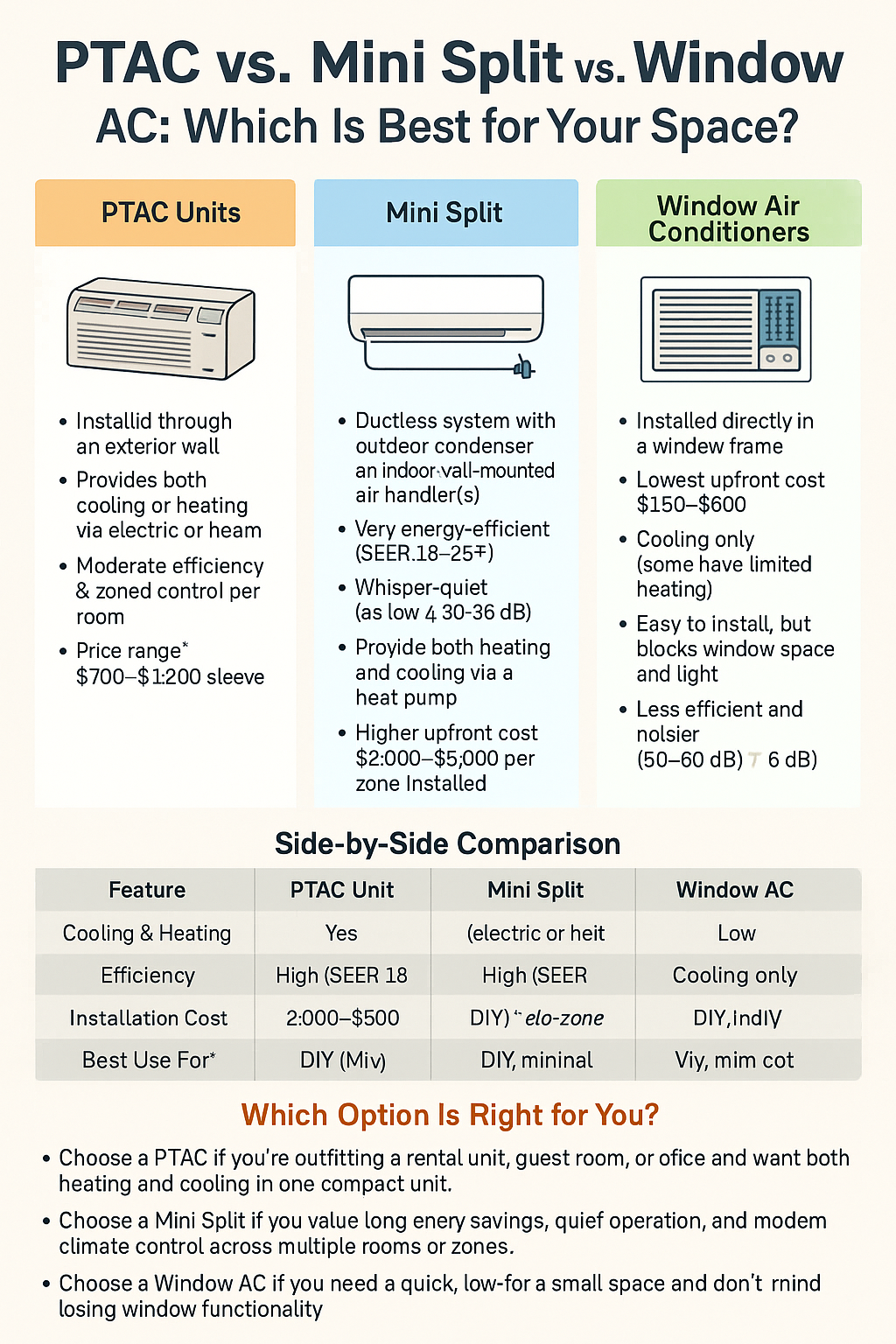 PTAC vs. Mini Split vs. Window AC: Which Is Best for Your Space?