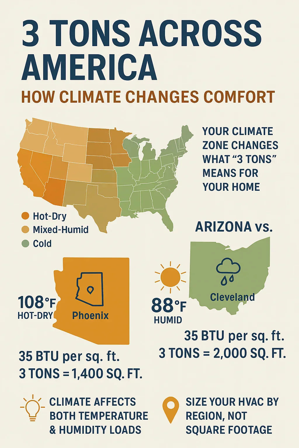Climate Zone Check — What 3 Tons Means in Arizona vs. Ohio