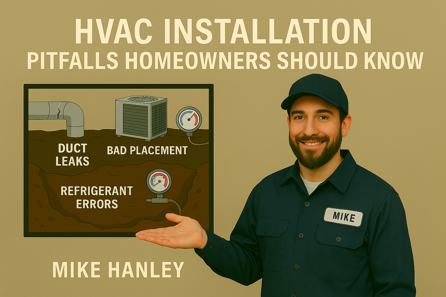 HVAC specialist shows a common HVAC pitfall image.