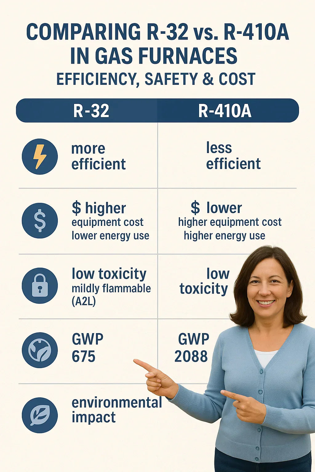 Comparing R-32 vs. R-410A in Gas Furnaces — Efficiency, Safety & Cost