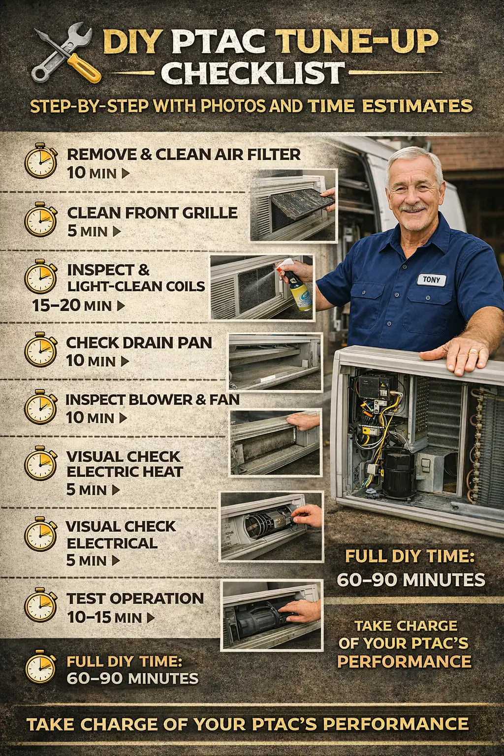 DIY PTAC Tune-Up Checklist (Step-by-Step With Photos and Time Estimates)