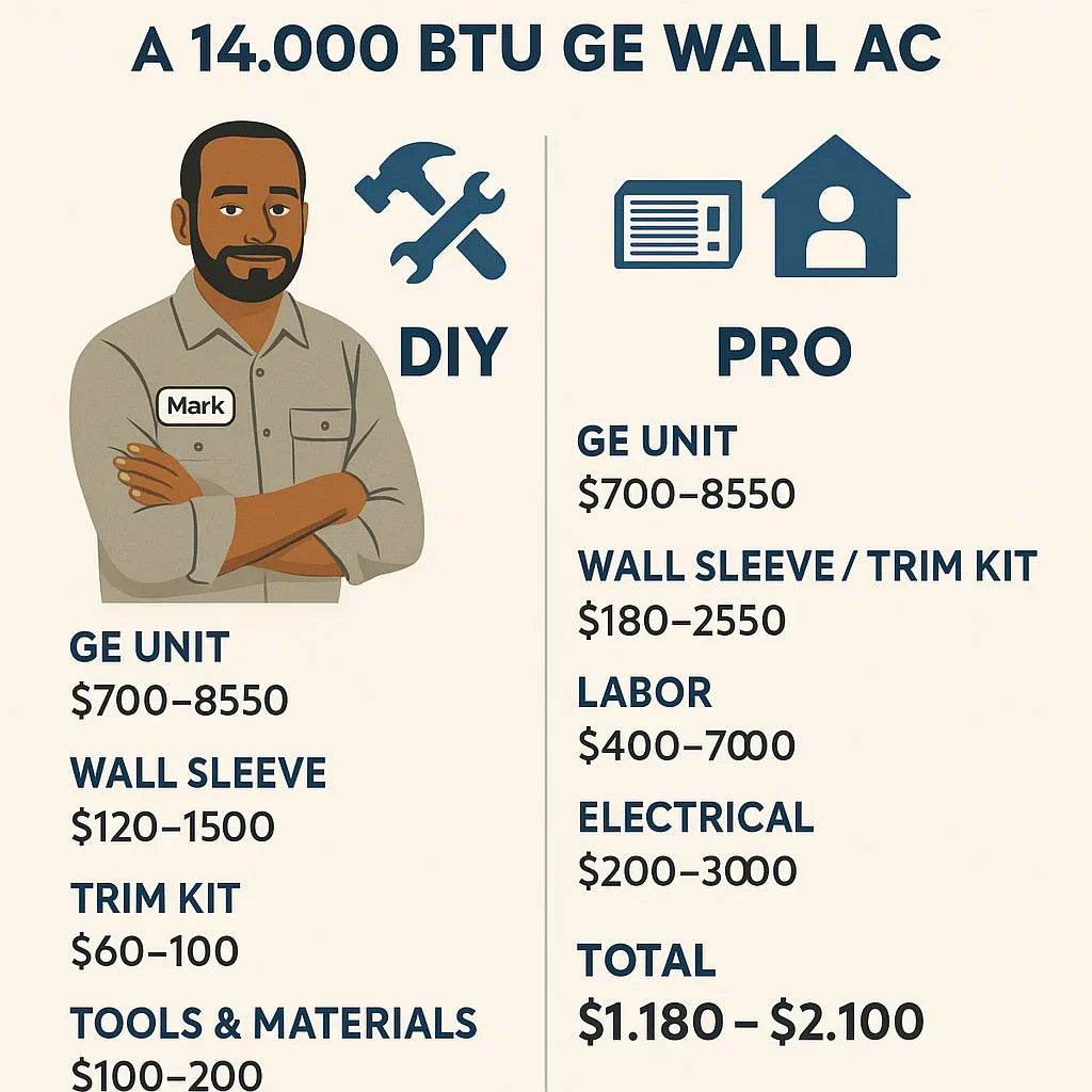 DIY vs. Pro Installation How Much Does It Cost to Install a 14,000 BTU GE Wall AC