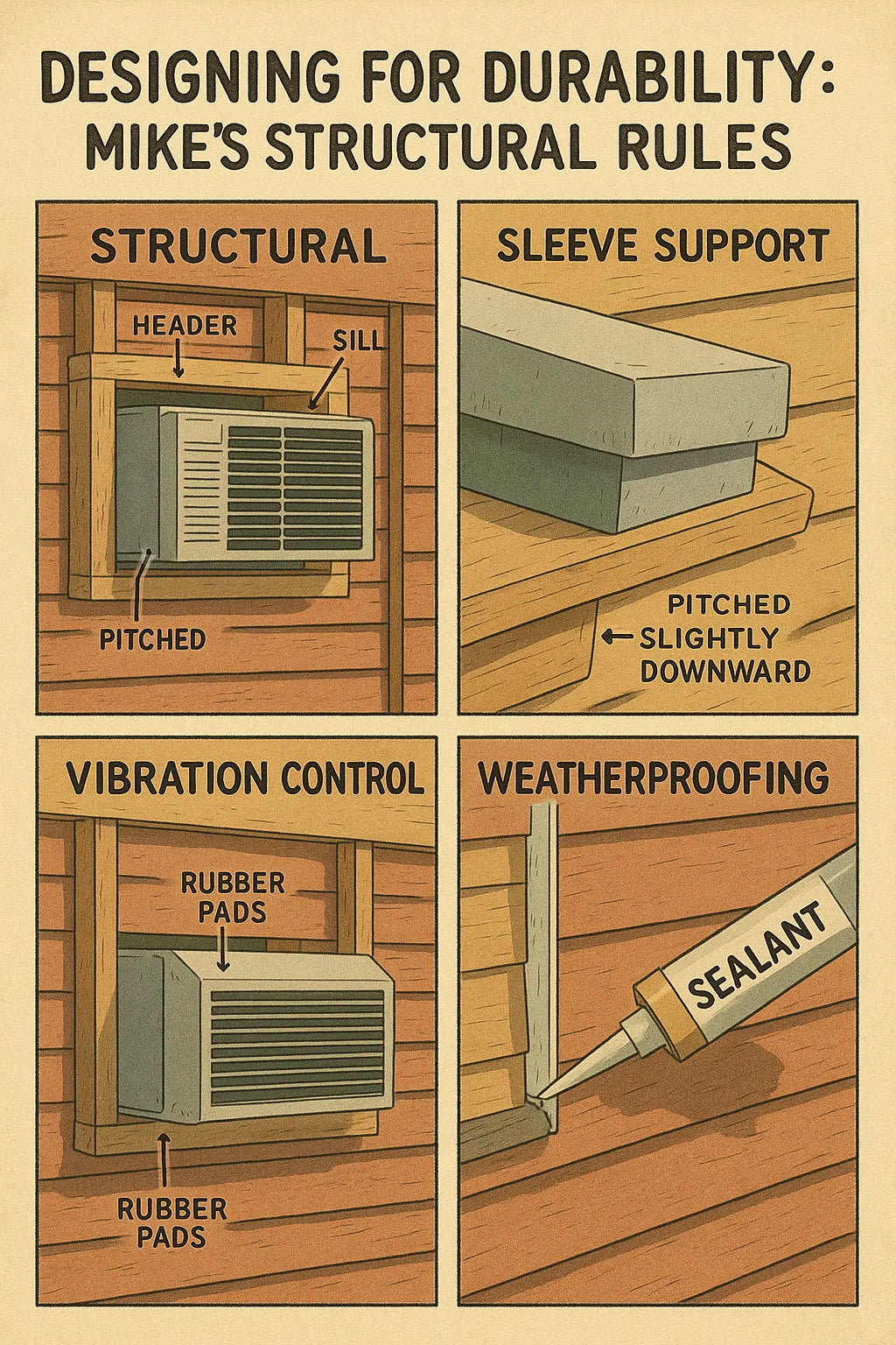 Designing for Durability Mike’s Structural Rules for Wall Strength, Sleeve Support & Vibration Control