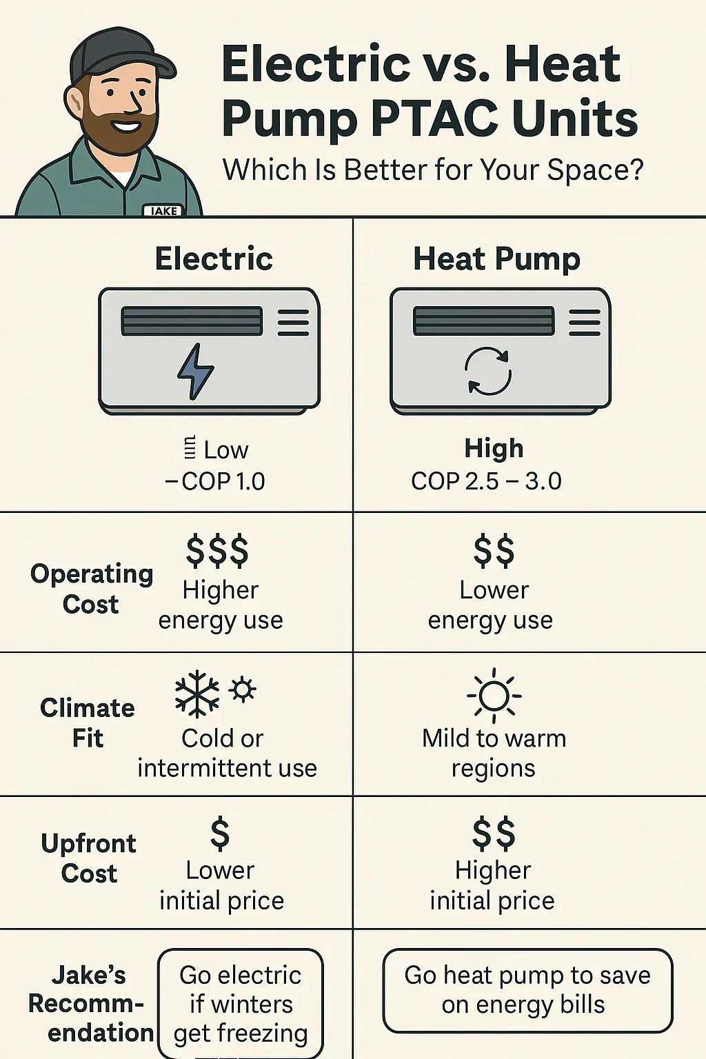 Electric vs. Heat Pump PTAC Units: Which Is Better for Your Space?