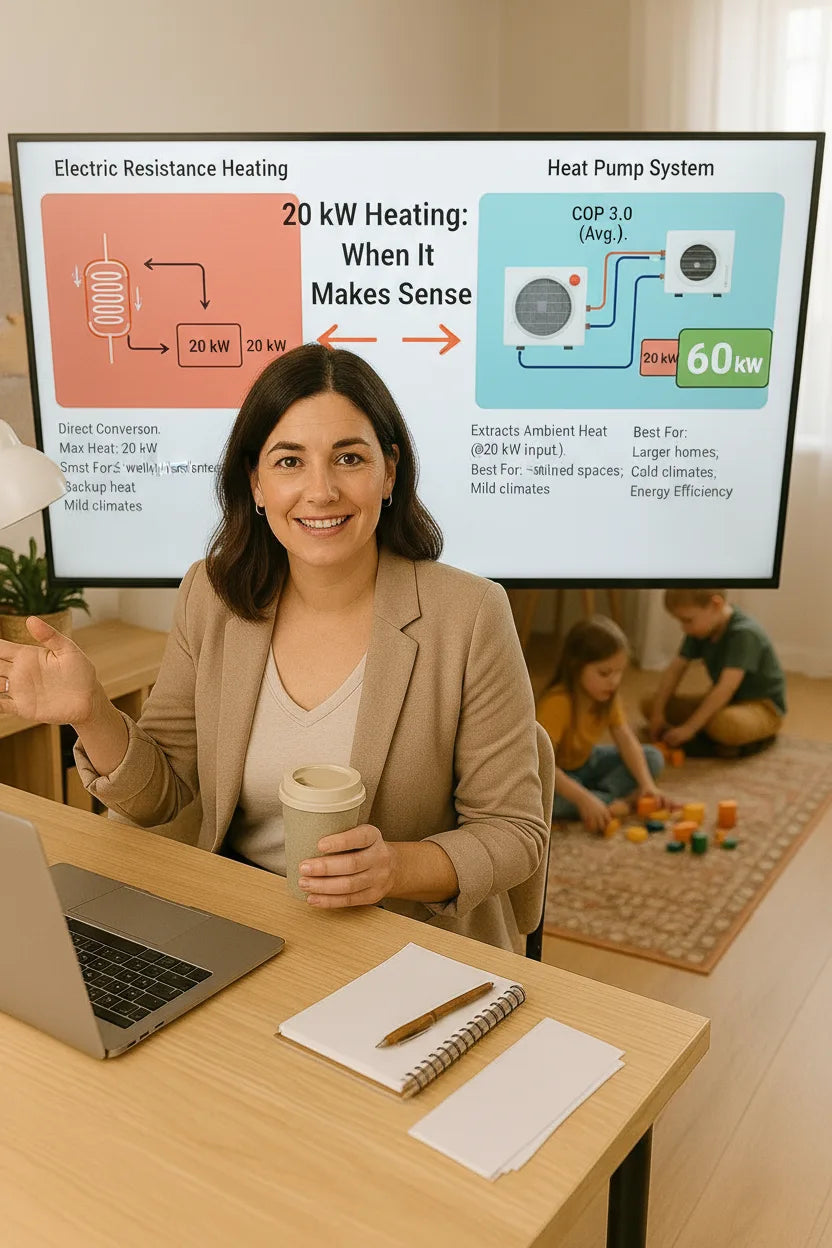 Electric vs. Heat Pump Sizing — When 20 kW of Heat Makes Sense (and When It Doesn’t)
