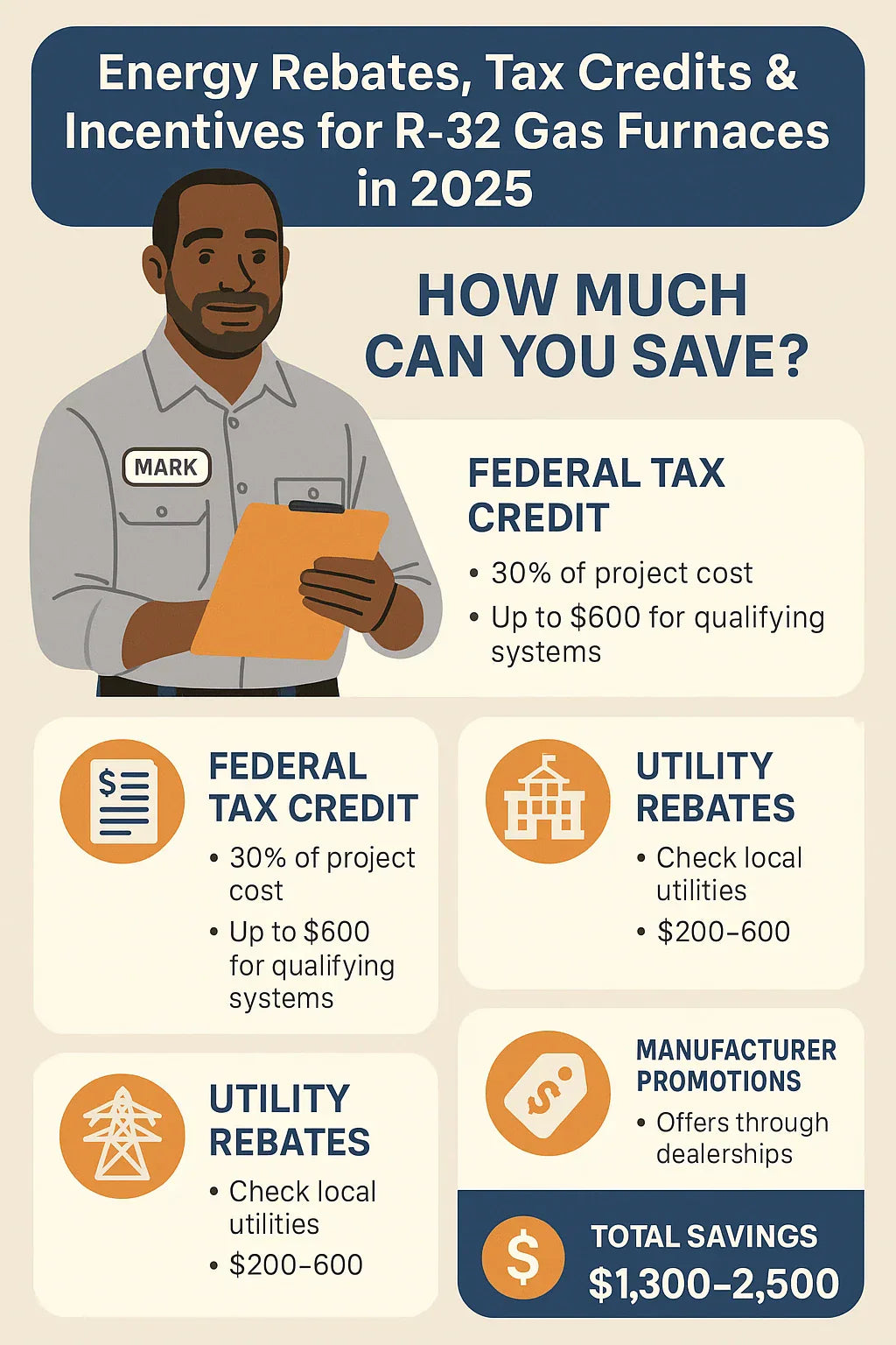 Energy Rebates, Tax Credits & Incentives for R-32 Gas Furnaces in 2025