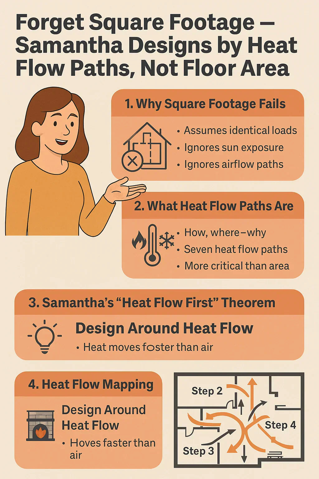 Forget Square Footage — Samantha Designs by Heat Flow Paths, Not Floor Area