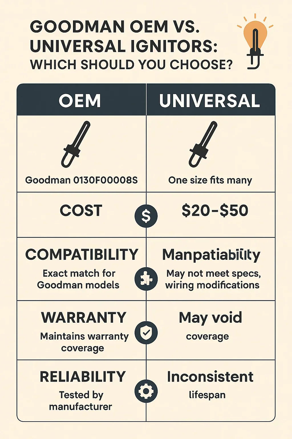 Goodman OEM vs. Universal Ignitors: Which Should You Choose?