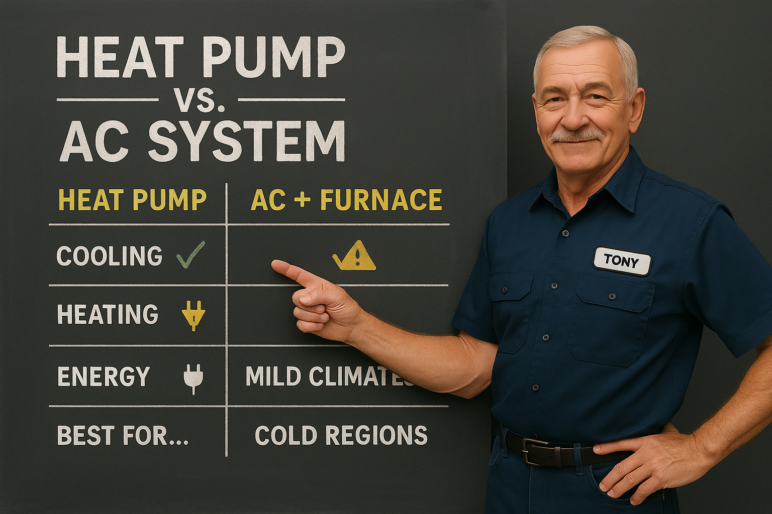 Heat Pump vs. AC System: Which Should You Choose? Tony breaks down the pros, cons, and climate factors to help you decide.