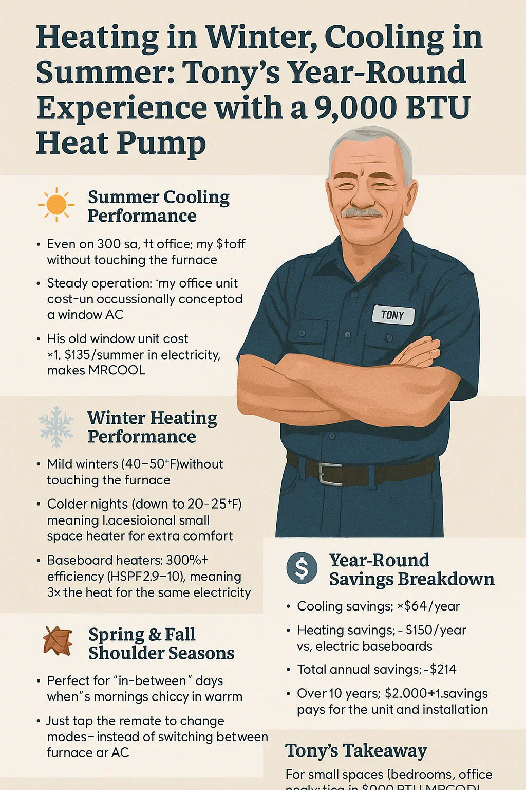 Heating in Winter, Cooling in Summer Tony’s Year-Round Experience with a 9,000 BTU Heat Pump