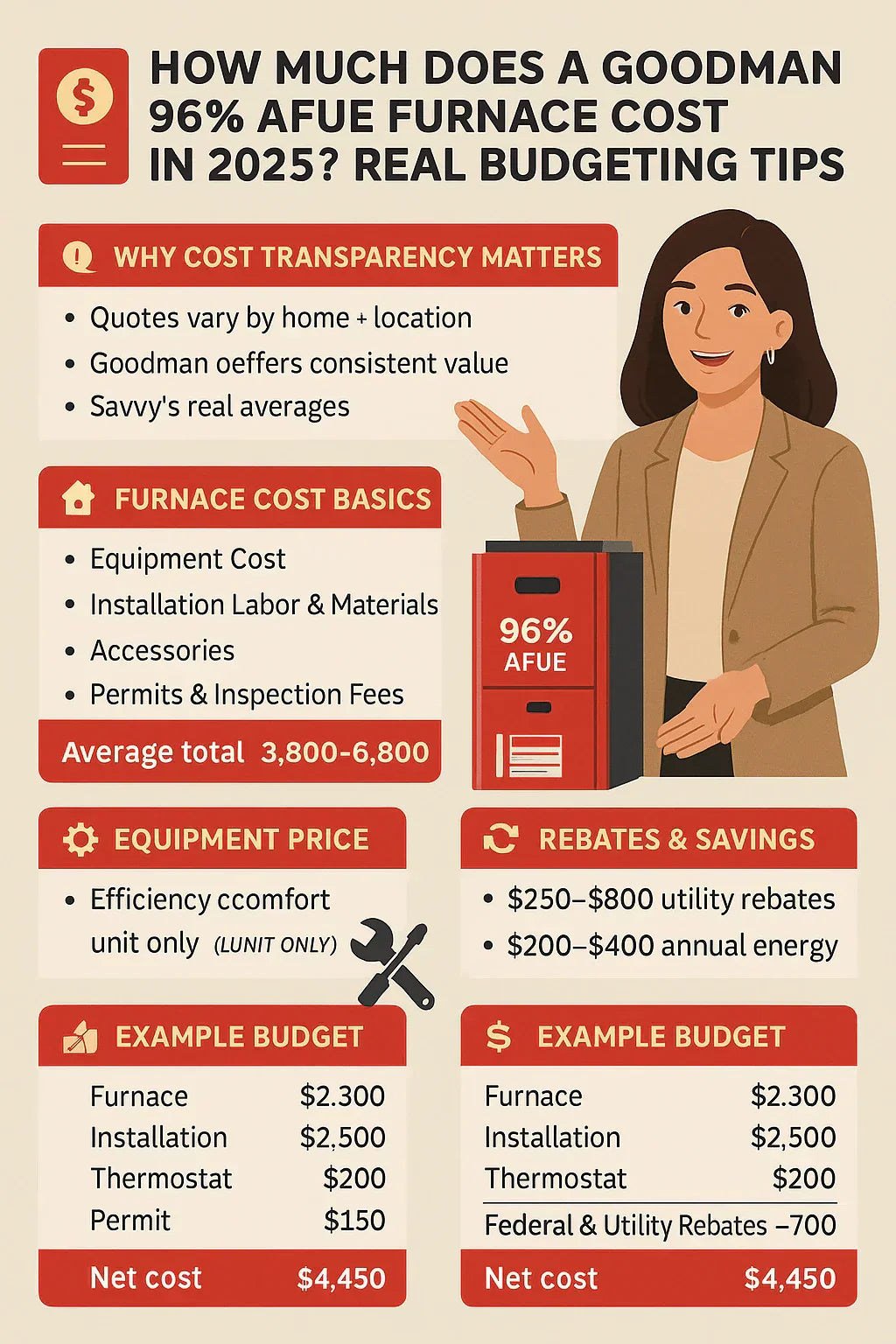 How Much Does a Goodman 96% AFUE Furnace Cost in 2025 Real Budgeting Tips
