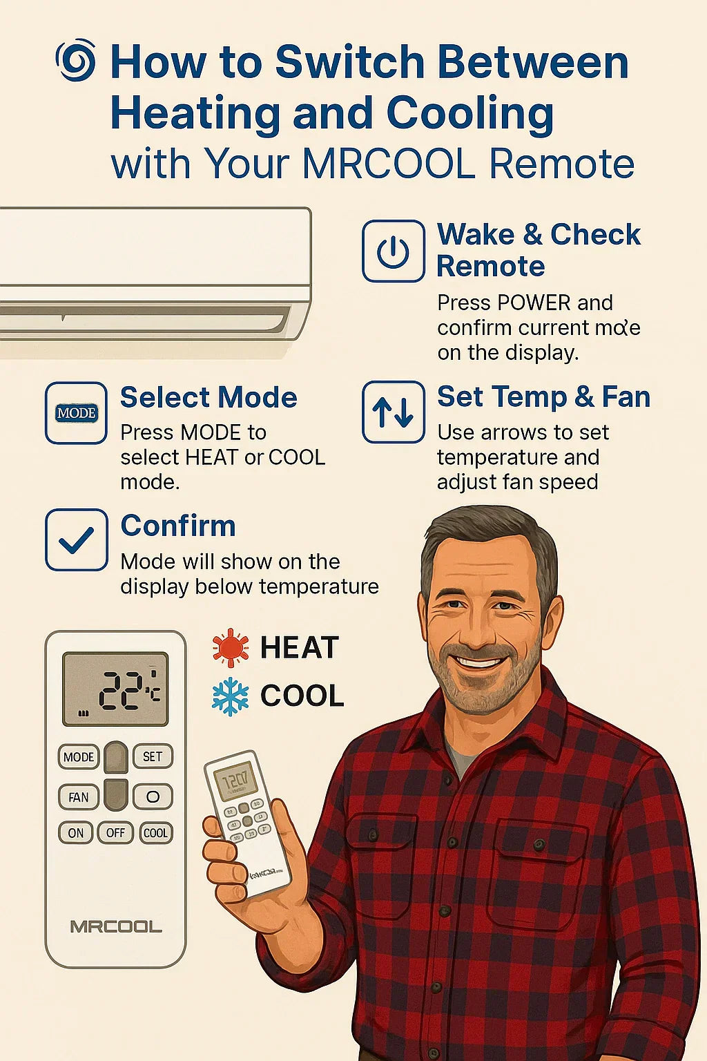 How to Switch Between Heating and Cooling with Your MRCOOL Remote