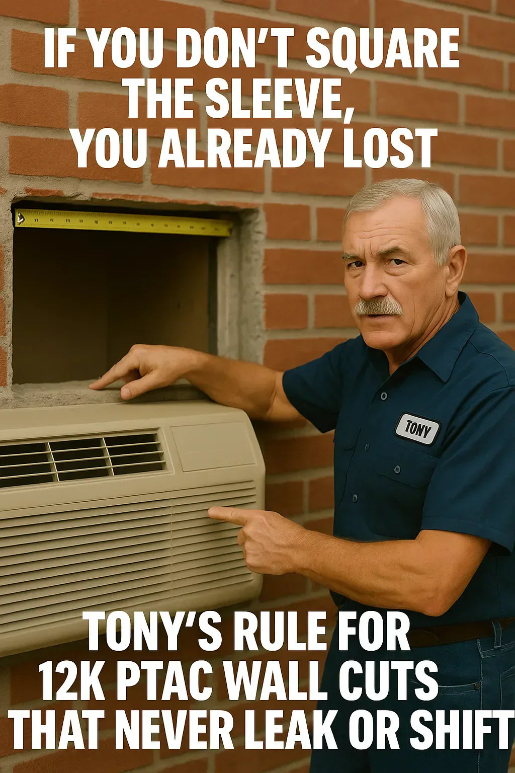If You Don’t Square the Sleeve, You Already Lost — Tony’s Rule for 12k PTAC Wall Cuts That Never Leak or Shift