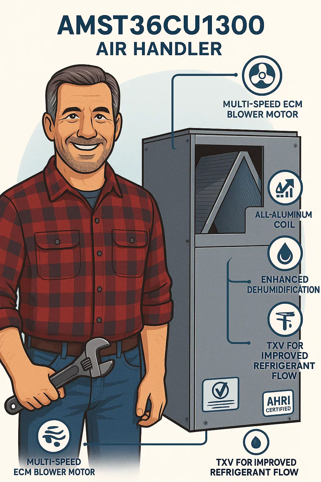 Inside the AMST36CU1300 Air Handler