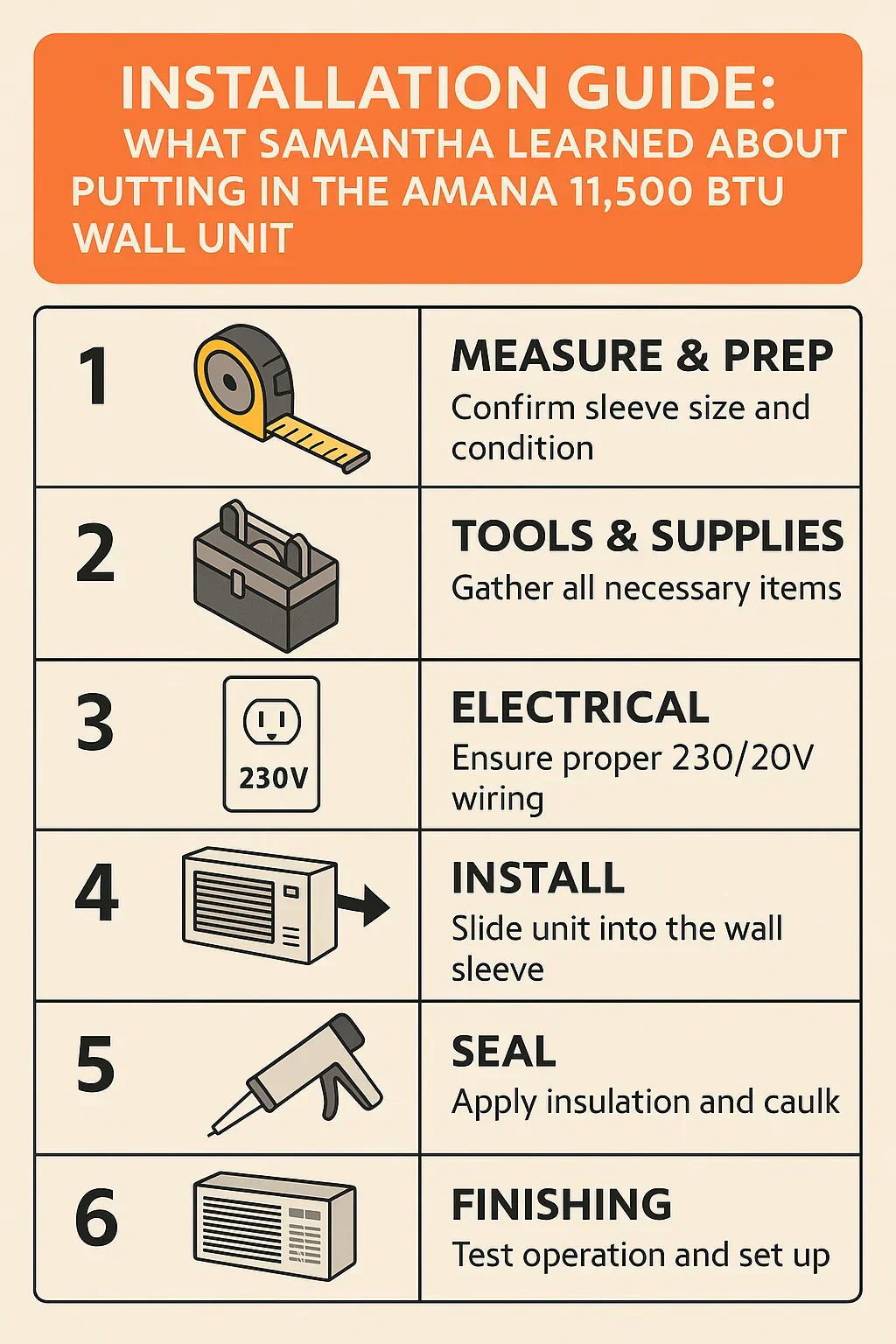 Installation Guide What Samantha Learned About Putting in the Amana 11,500 BTU Wall Unit