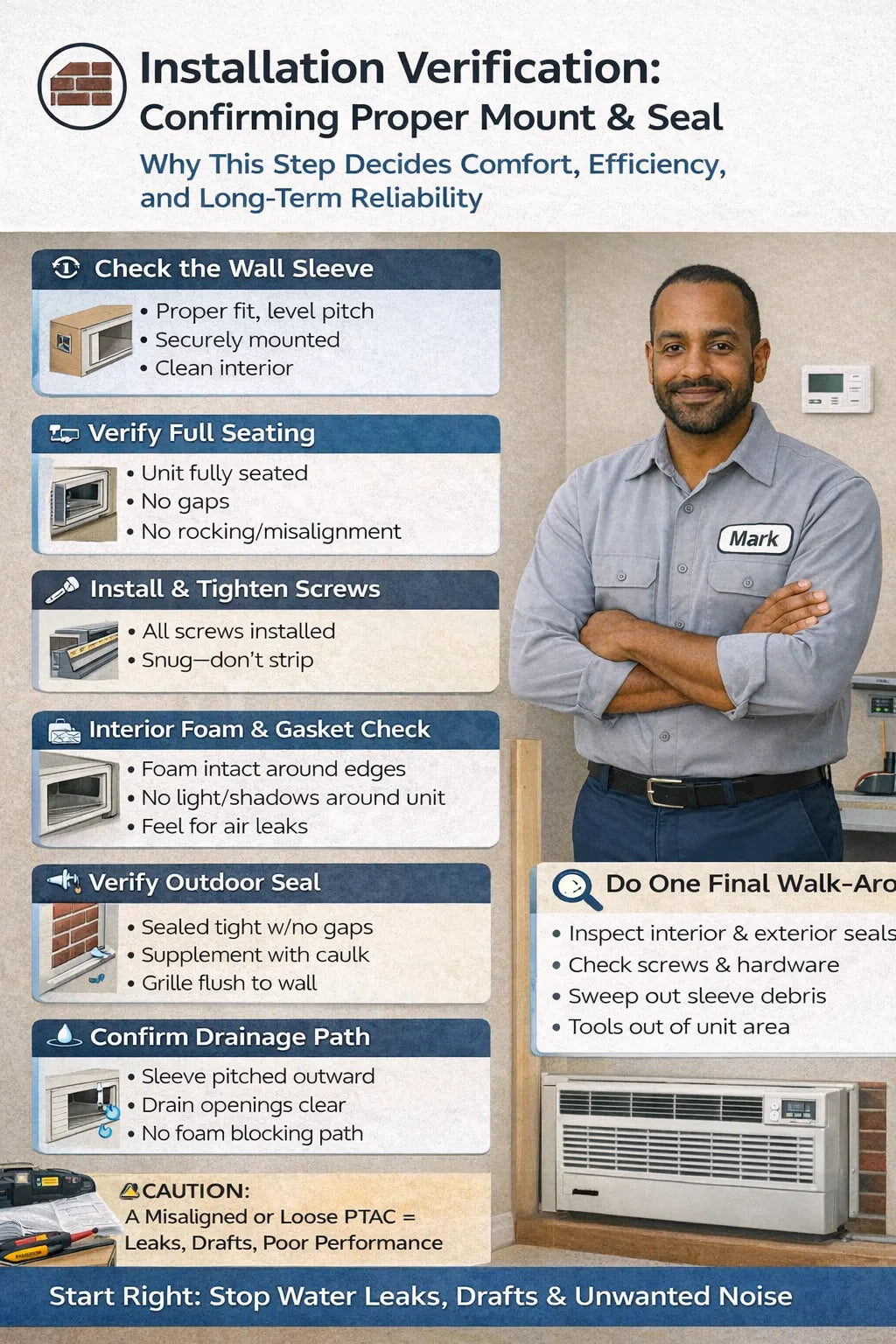 Installation Verification Confirming Proper Mount & Seal