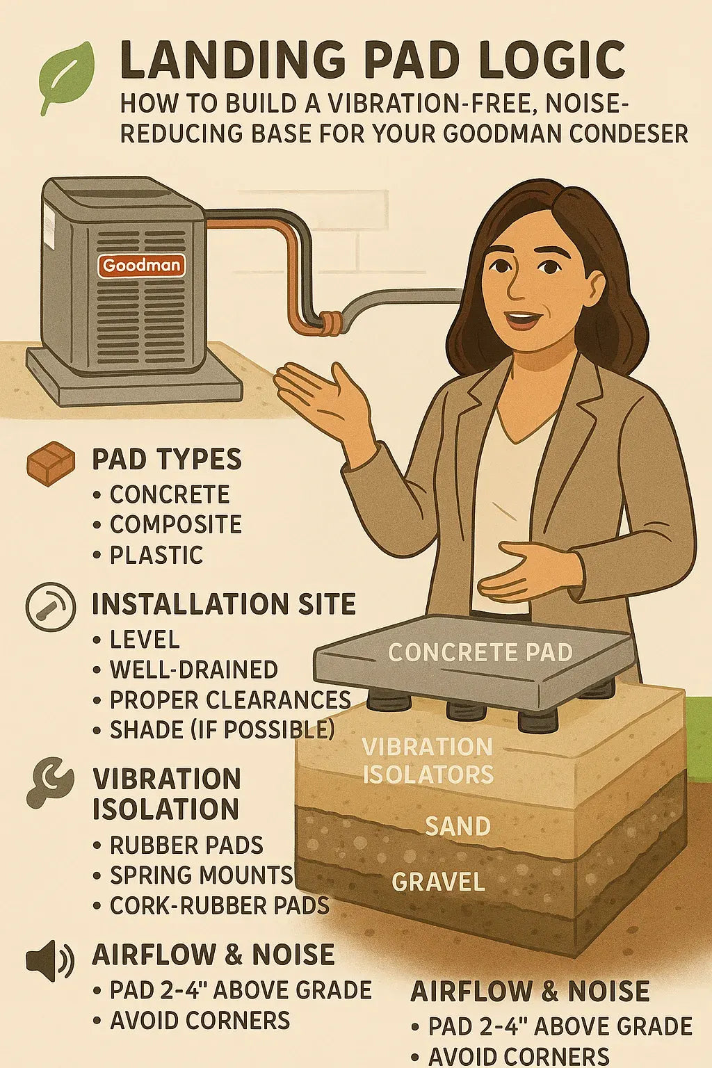 Landing Pad Logic — How to Build a Vibration-Free, Noise-Reducting Base for Your Goodman Condenser