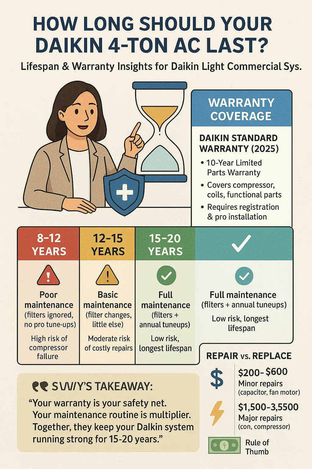 Lifespan & Warranty Insights How Long Should Your 4-Ton Daikin AC Last