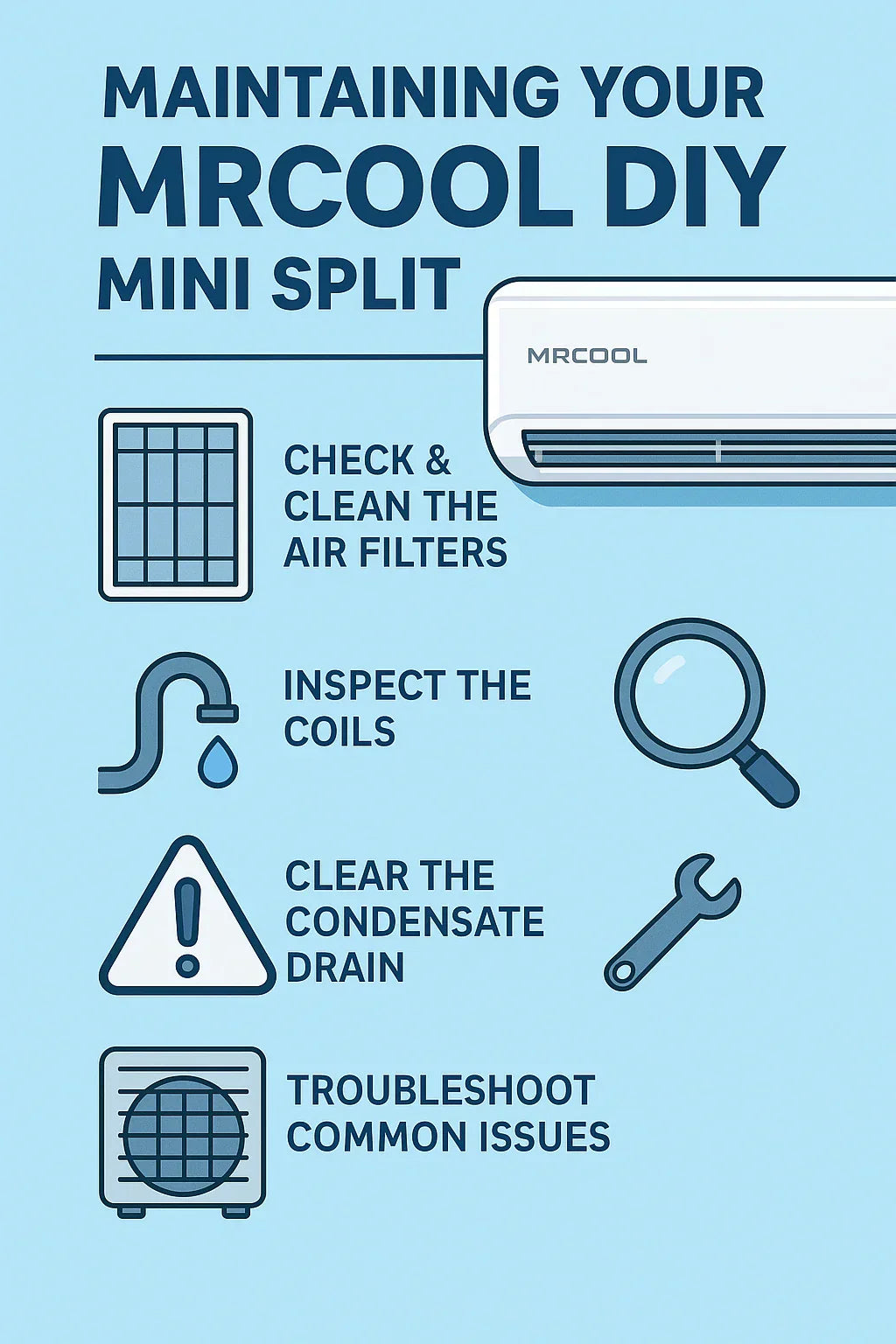 Maintaining Your MRCOOL DIY Mini Split Filters, Cleaning, and Troubleshooting