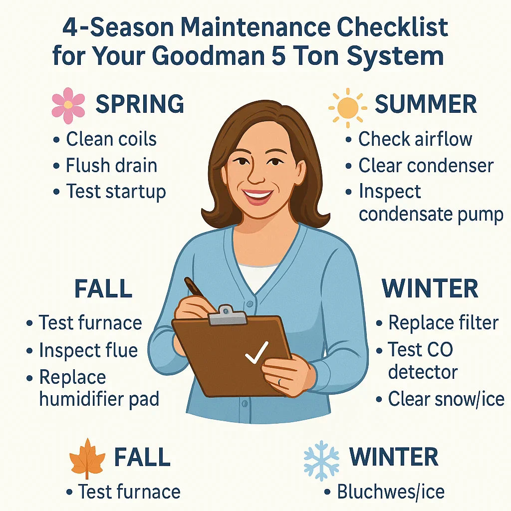 Maintenance Checklist Filters, Drains & Seasonal Care for Your 5 Ton Goodman System