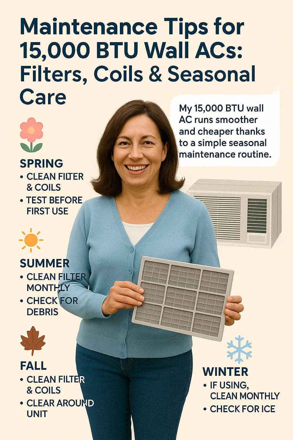 Maintenance Tips for 15,000 BTU Wall ACs Filters, Coils & Seasonal Care