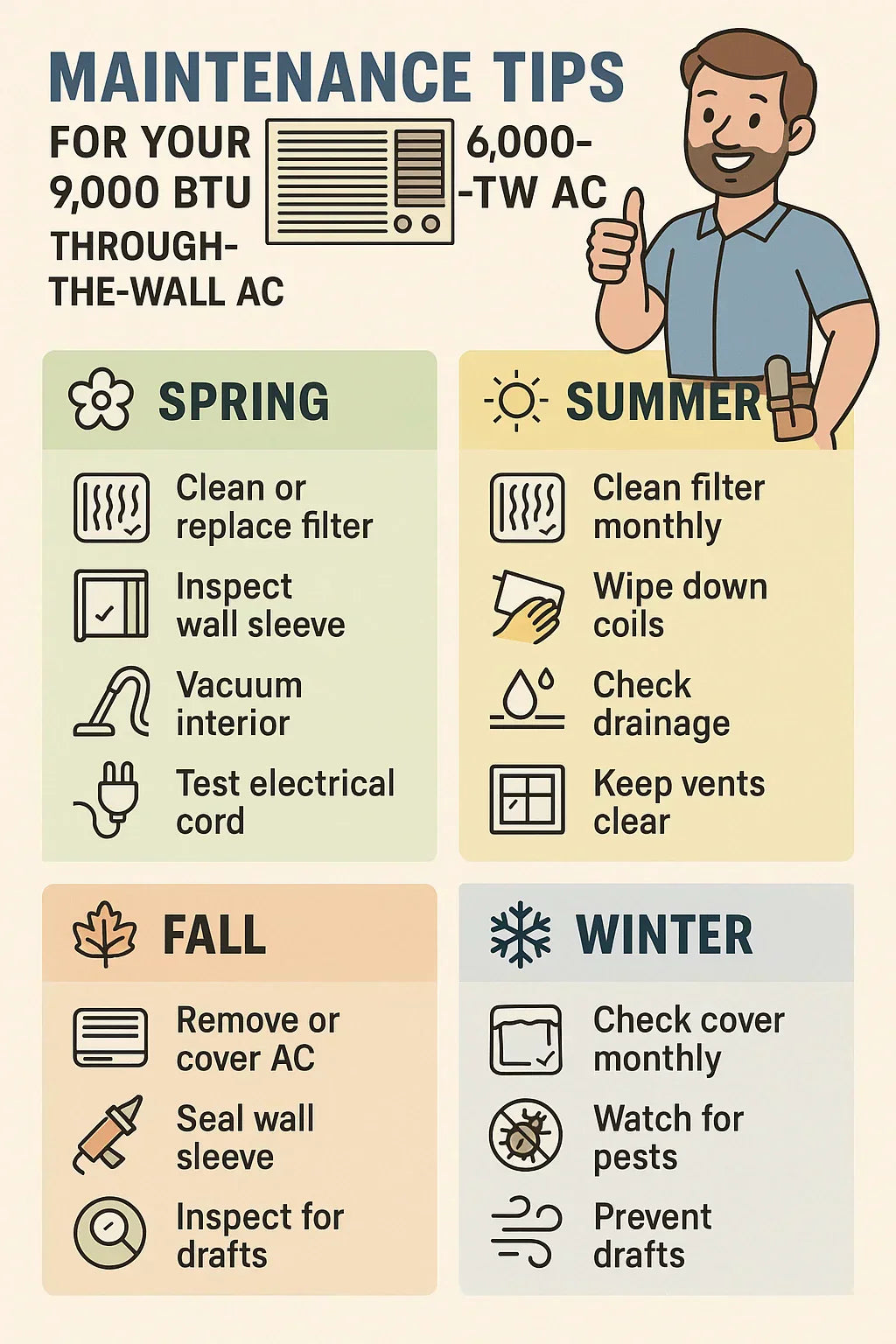 Maintenance Tips for Your 6,000–9,000 BTU Through-the-Wall AC