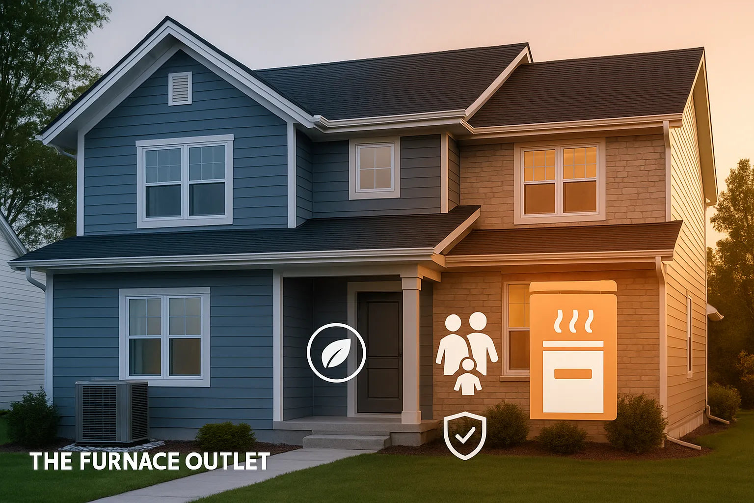 Modern suburban home showcasing The Furnace Outlet’s energy-efficient heating and cooling solutions.
