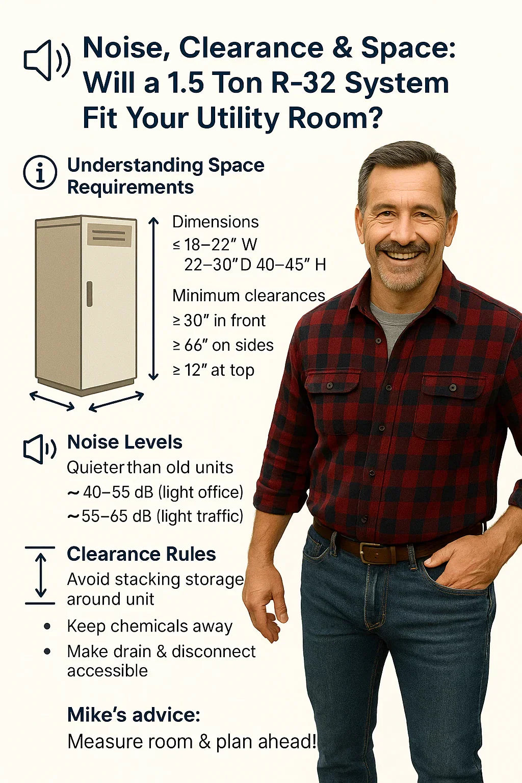 Noise, Clearance & Space Will a 1.5 Ton R-32 System Fit Your Utility Room