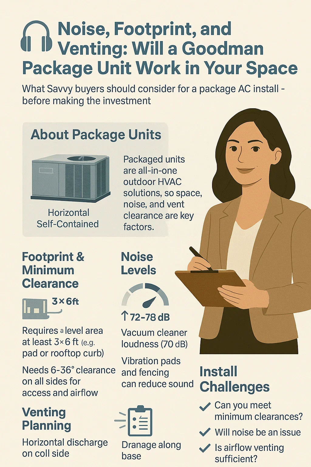 Noise, Footprint, and Venting Will a Goodman Package Unit Work in Your Space