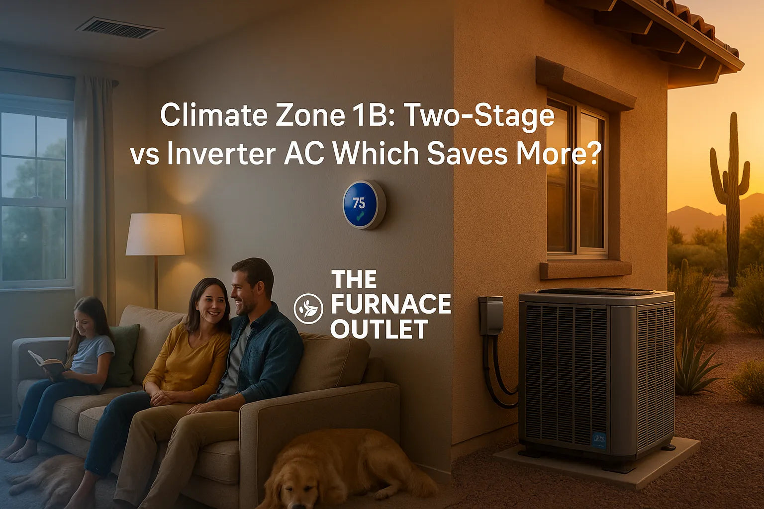 Phoenix-area family home with smart thermostat and outdoor condenser, conveying efficient, reliable heating and cooling by The Furnace Outlet.