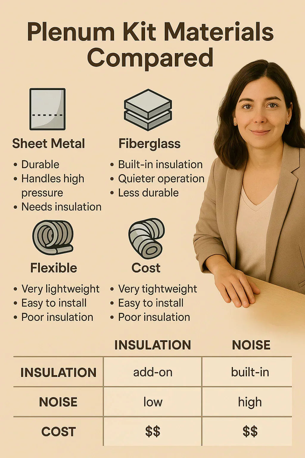 Plenum Kit Materials Compared Sheet Metal vs. Fiberglass vs. Flexible Options