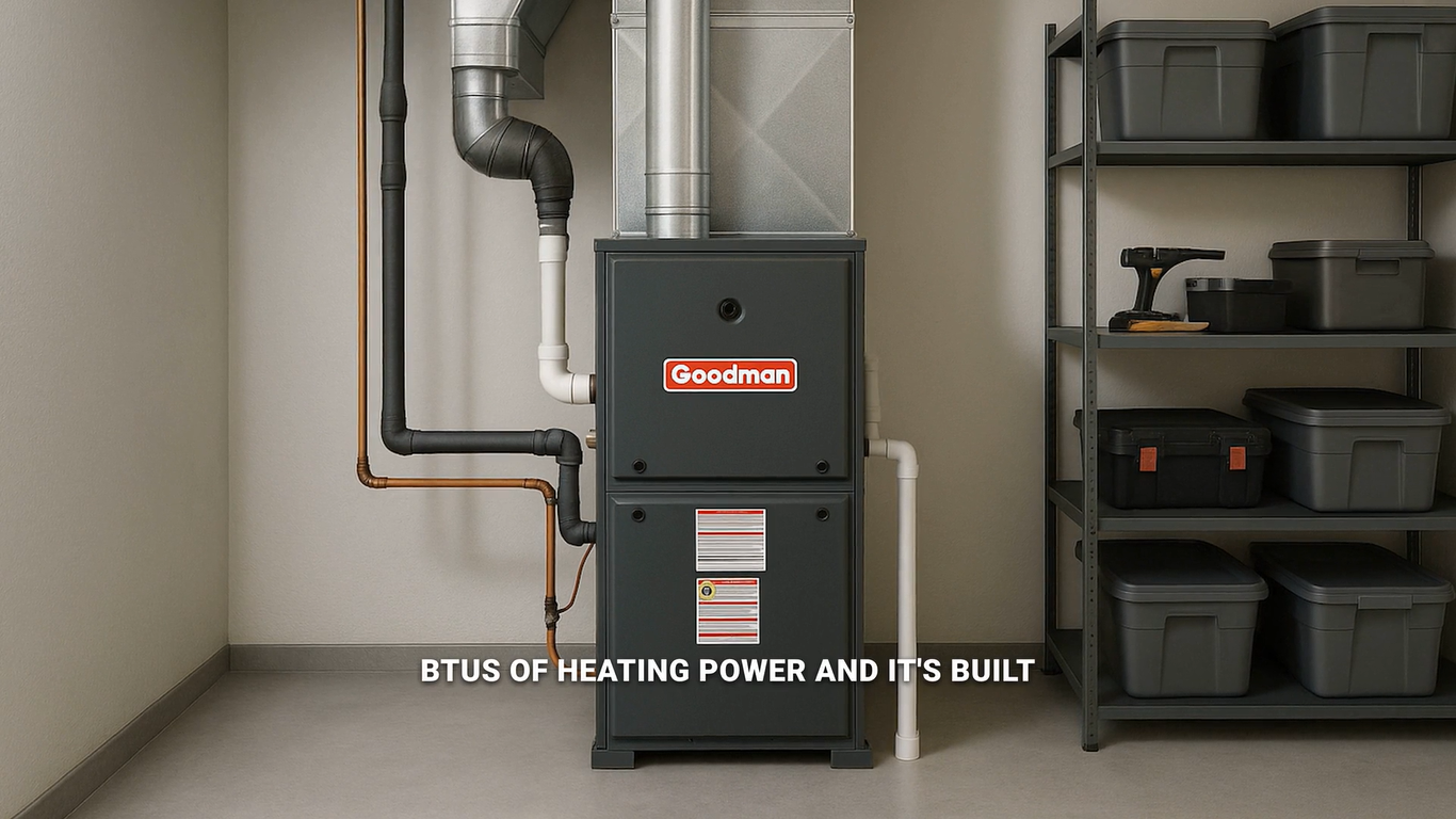 80,000 BTU 96% AFUE UpflowHorizontal Single Stage Goodman Gas Furnace