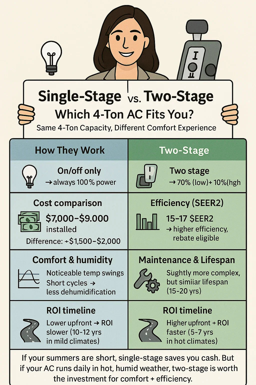 Single-Stage vs. Two-Stage Systems Does It Matter for Your 4-Ton AC