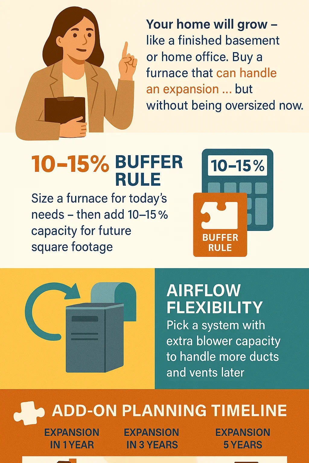 Sizing for Add-Ons — How to Plan for Future Rooms, Basements, or Home Offices Without Replacing Your Furnace
