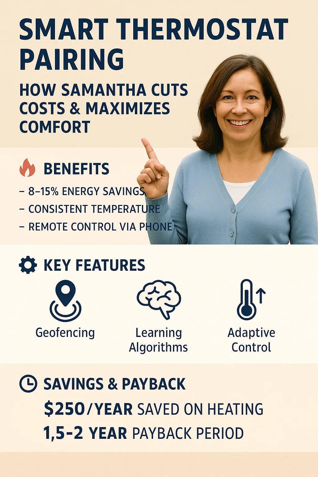 Smart Thermostat Pairing — How Samantha Cuts Costs and Maximizes Comfort