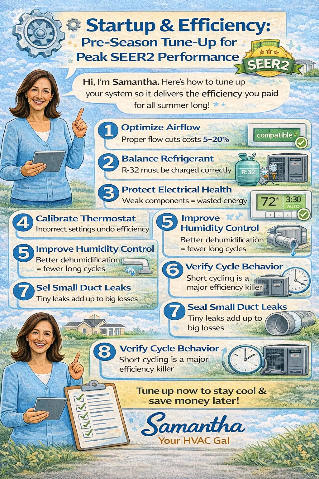 Startup & Efficiency Pre-Season Tune-Up for Peak SEER2 Performance
