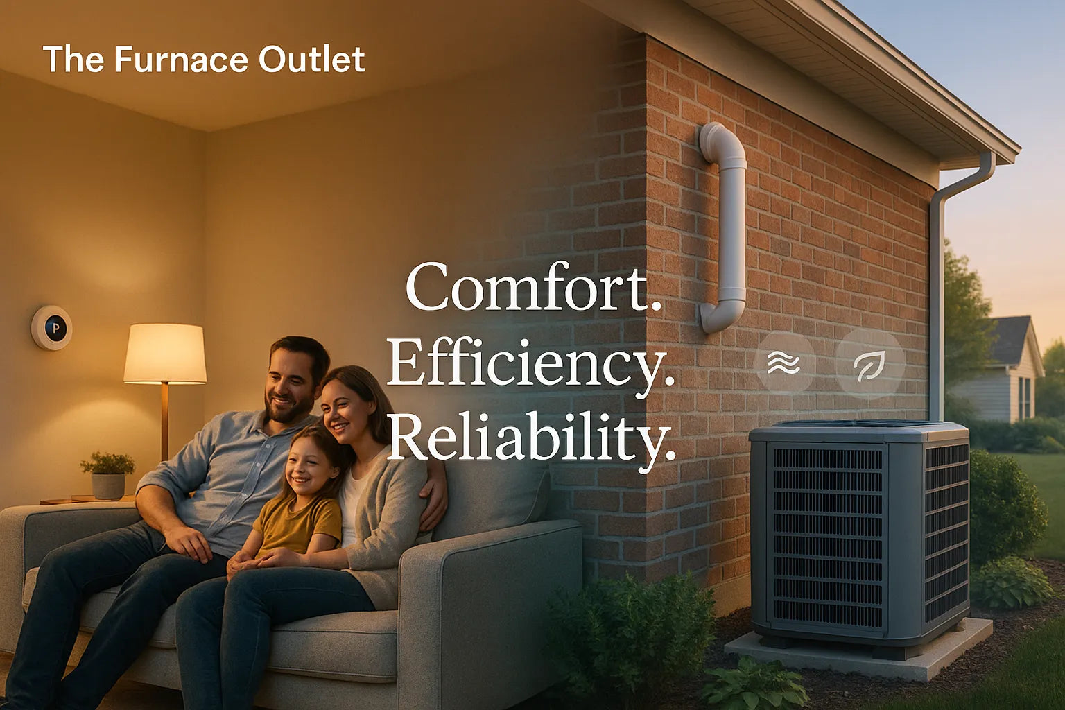 Suburban family home hero image highlighting efficient HVAC comfort and reliability for The Furnace Outlet