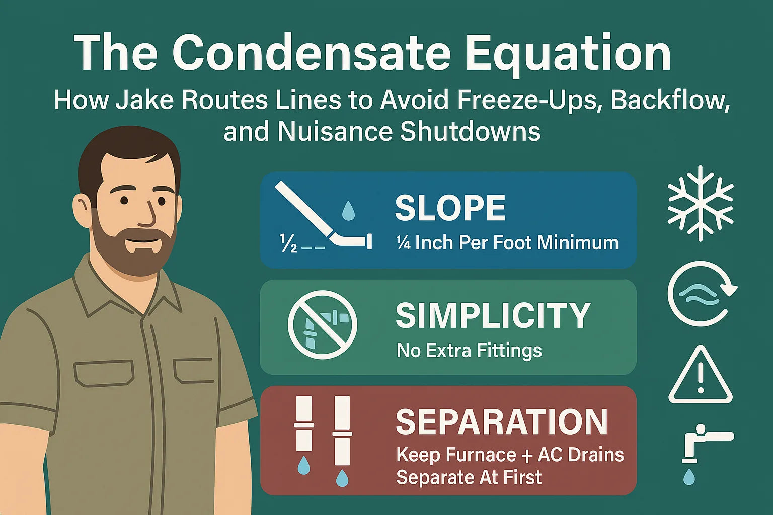 The Condensate Equation How Jake Routes Lines to Avoid Freeze-Ups, Backflow, and Nuisance Shutdowns