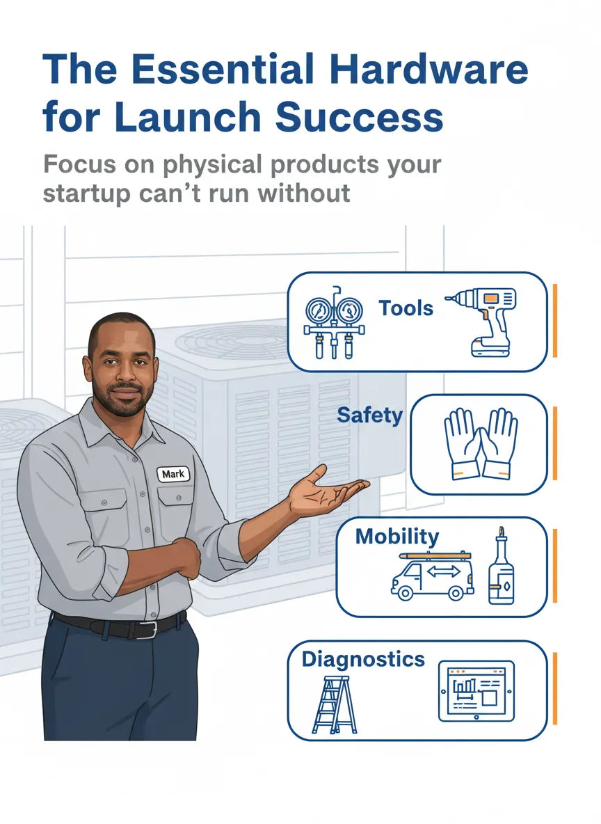 The Essential Hardware for Launch Success - Focus on physical products your startup can’t run without.