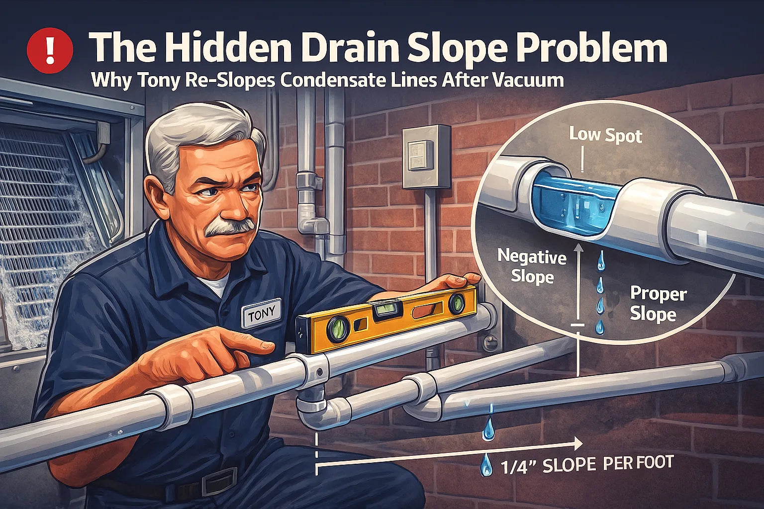 The Hidden Drain Slope Problem — Why Tony Re-Slopes Condensate Lines After Vacuum