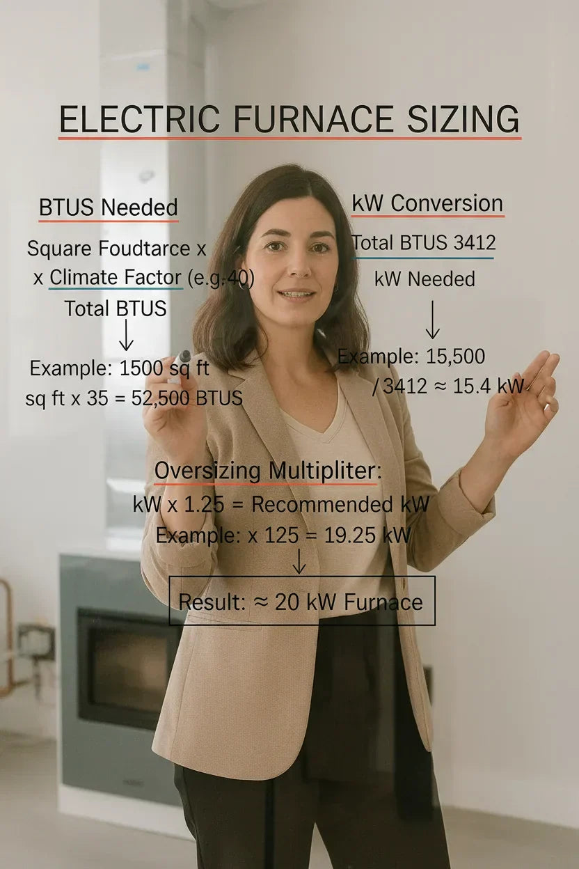 The Hidden Math Behind Electric Furnace Sizing — BTUs, kW, and the “Multiplier” Every Homeowner Should Know