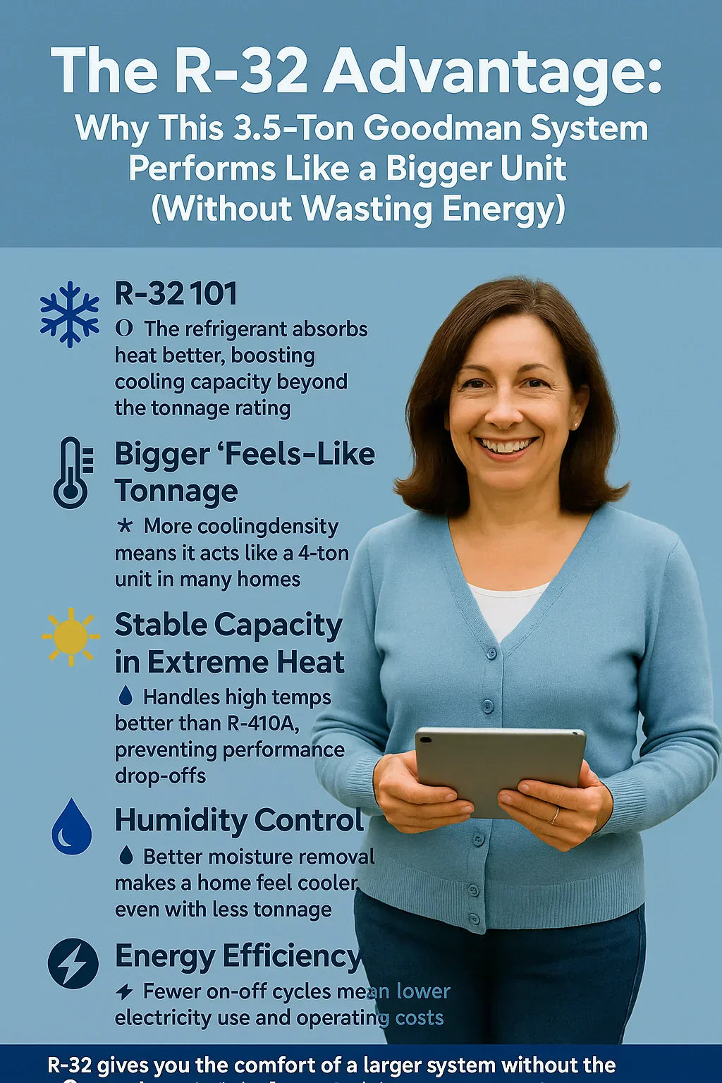 The R-32 Advantage Why This 3.5-Ton Goodman System Performs Like a Bigger Unit (Without Wasting Energy)