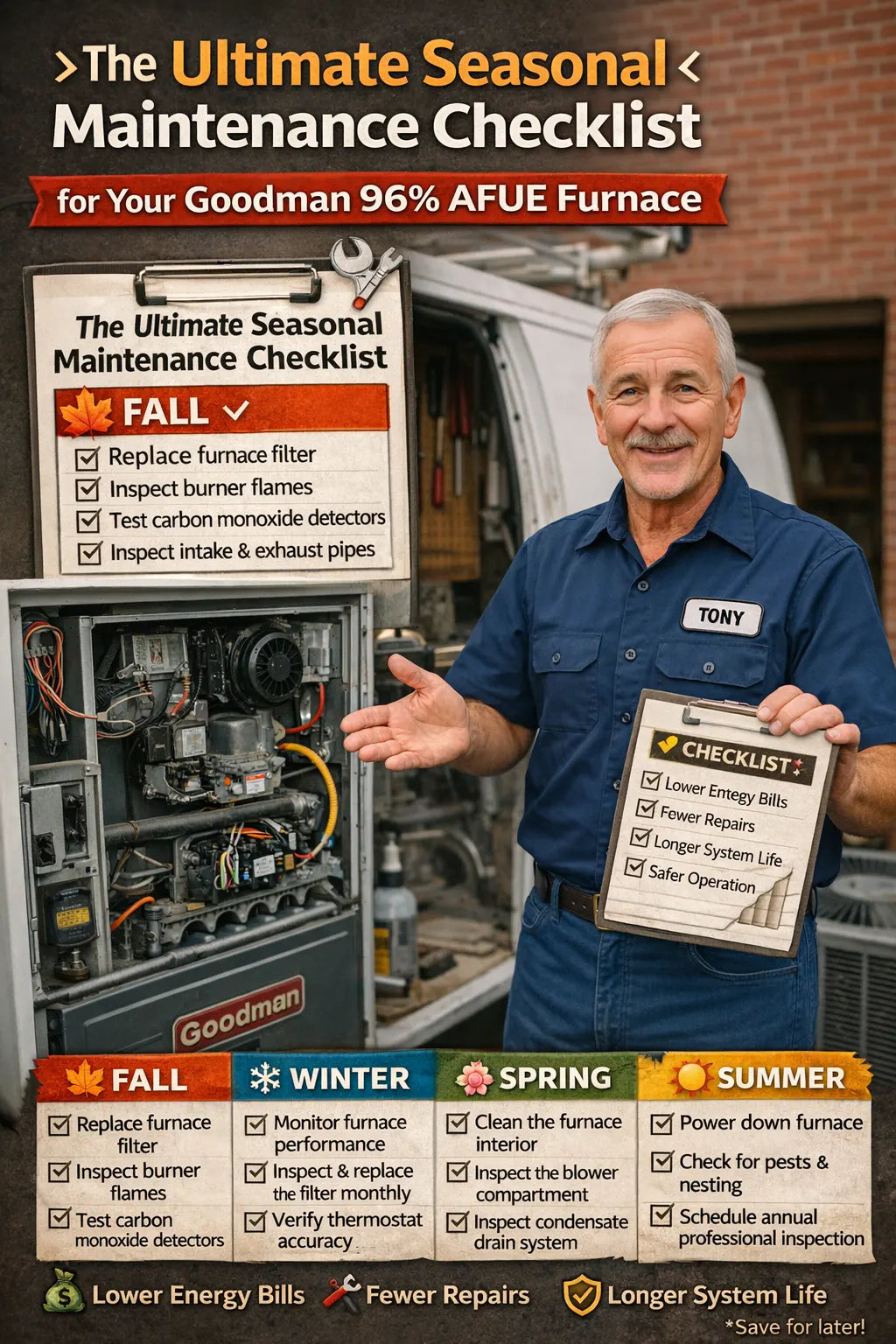 The Ultimate Seasonal Maintenance Checklist for Your Goodman 96% AFUE Furnace