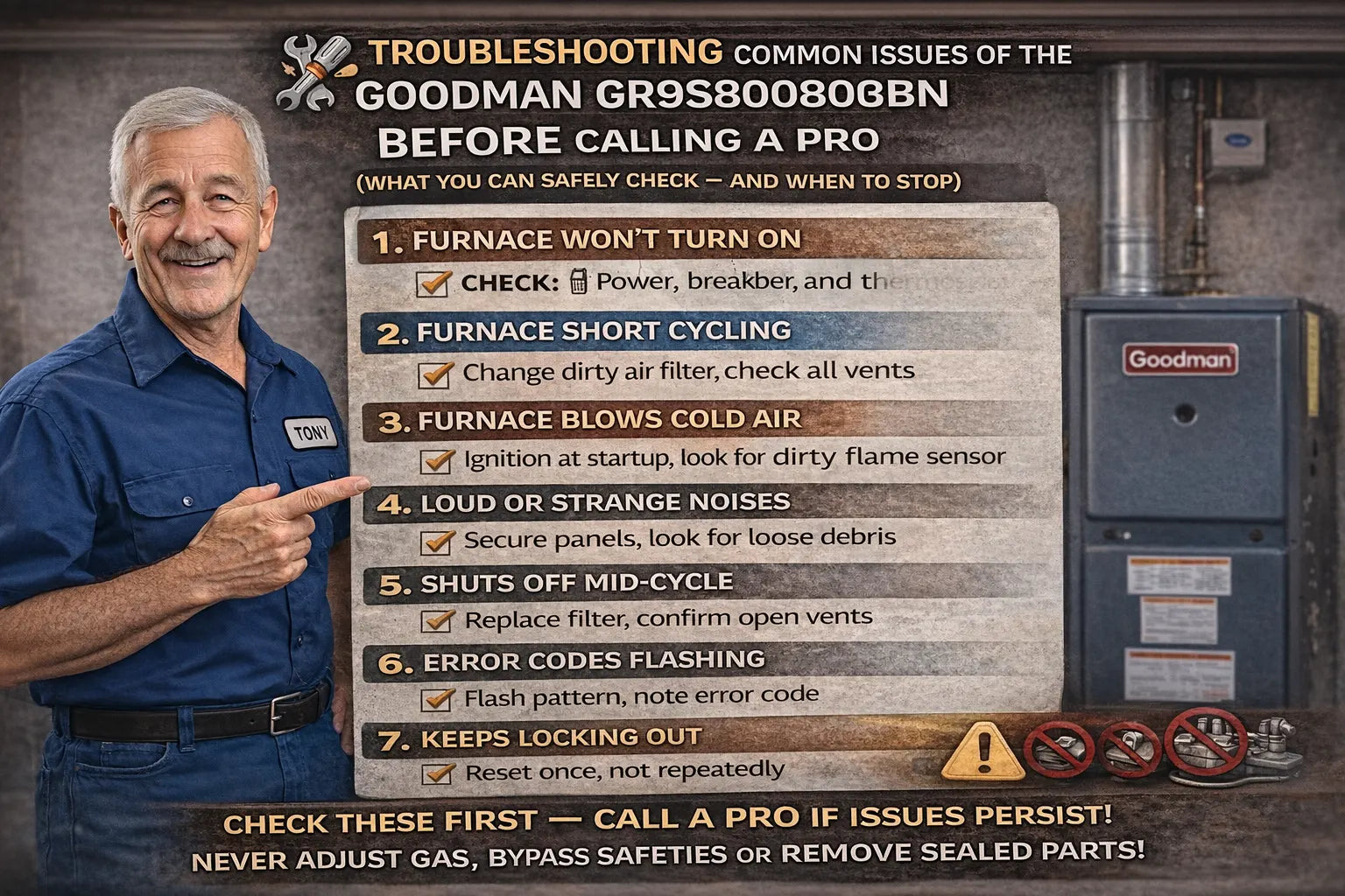 Troubleshooting Common Issues of Goodman GR9S800803BN Before Calling a Pro