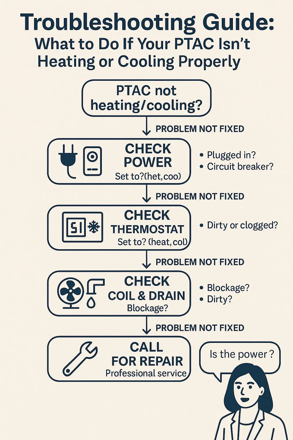 Troubleshooting Guide What to Do If Your PTAC Isn’t Heating or Cooling Properly